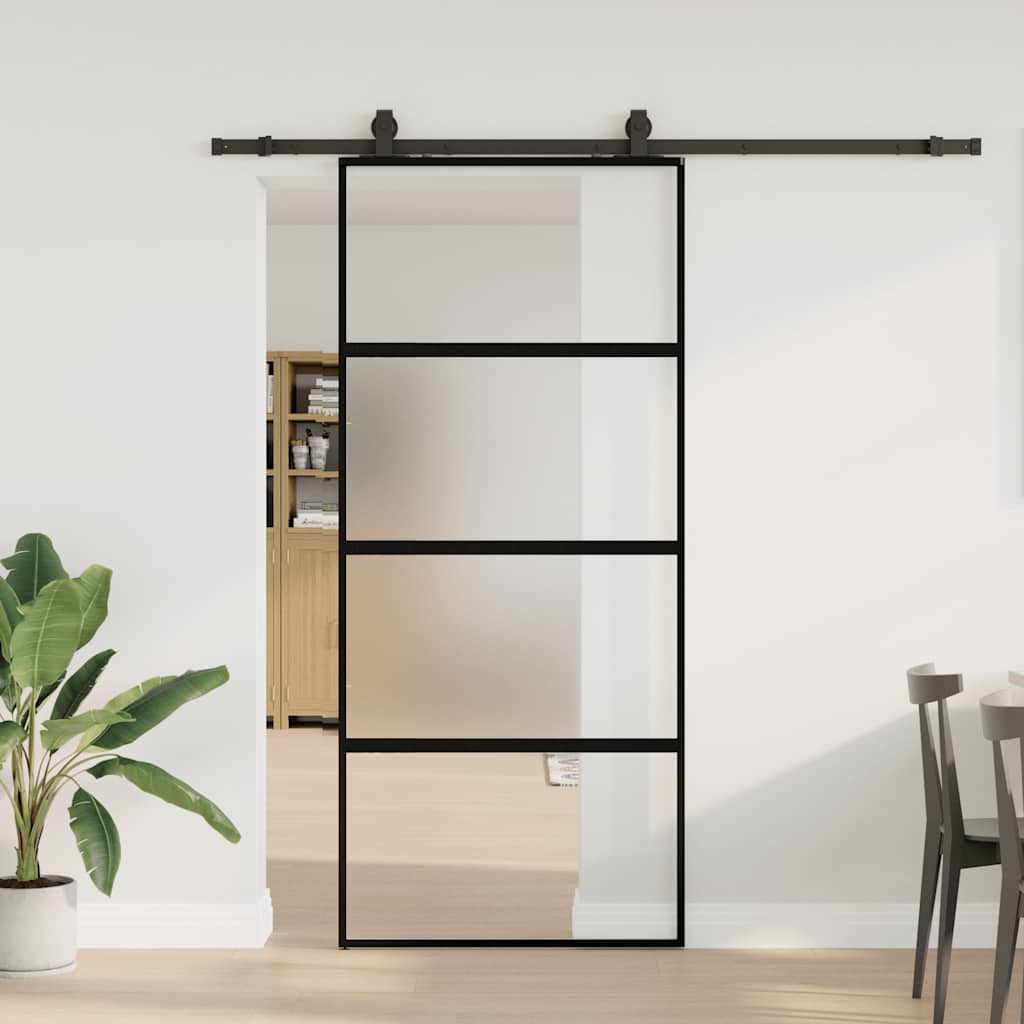 Loft schiebetür schwarz Glas